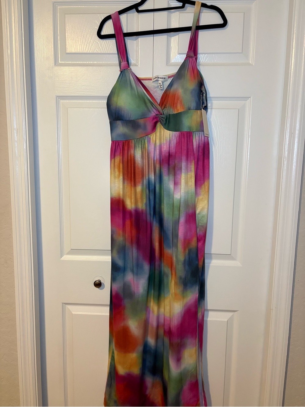 Multi-Color Tie-Dye Maxi Dress with Twist Front